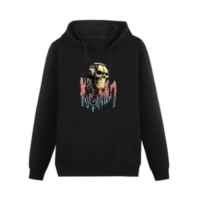 Image of LIYUEJIUBA Korn Men&#039;s Black Hooded Unisex Sweatshirt S