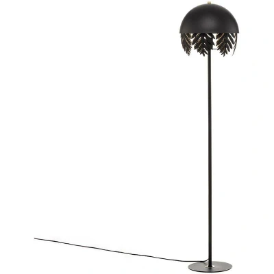 Image of Lucande Aparas floor lamp, leaf look, black gold