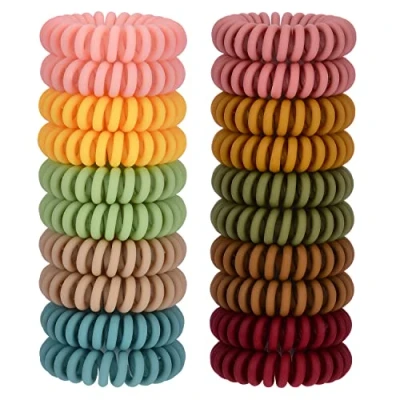 Image of JessLab Spiral Hair Ties, 20 Pcs Traceless Phone Cord Ties No Crease Bracelet Plastic Coil Ponytail Holders Damage Headband Accessory for Girls Women Ladies Gift