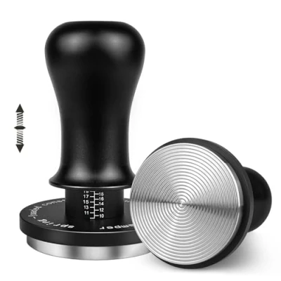 Image of HOLIHOKY Coffee Tamper 51mm, Spring Loaded 51mm Tamper, 30lb Calibrated Constant Pressure Espresso for DeLonghi Dedica Portafilter, 304 Stainless Steel Threaded Base, Black