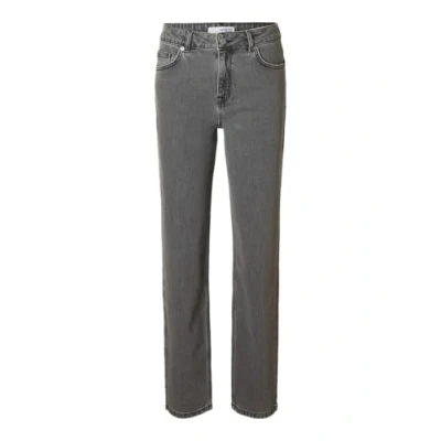 Image of SELECTED FEMME Women&#039;s Slfalice Mw Straight Eloise Jea NOO Jeans, Light Grey Denim, 28W x 32L