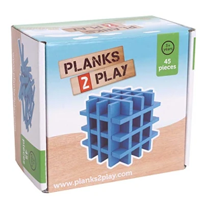 Image of New Classic Toys P2CDB45 Wooden Planks, 45 Pieces Dark Blue