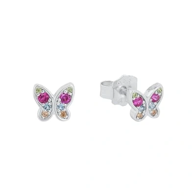 Image of s.Oliver Stud earrings Girl&#039;s Kids Ear jewelry, with Zirconia synth., 0,5 cm, Multicolor, Butterfly, Comes in jewelry gift box