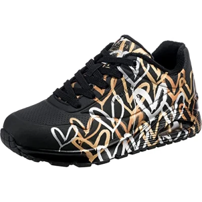 Image of Skechers Sport UNO Trainers black/multicoloured metallic, Women&#039;s, Size: 6.5, Black/multi coloured metallic Pu