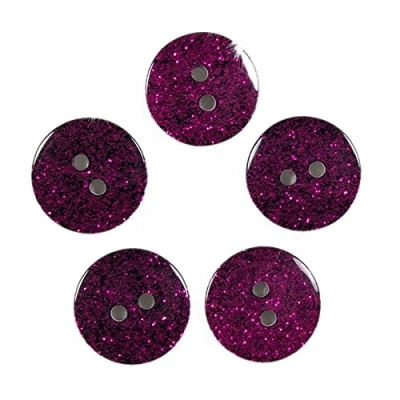 Image of Colour Dark Glitter Buttons 17mm Pack of 5 (Pink)