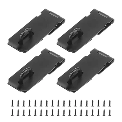Image of MANCHAP 4 PCS Inch Black Padlock Hasp, 105mm Door Latch Lock Hasp for Garden Gate, Shed, Cabinet