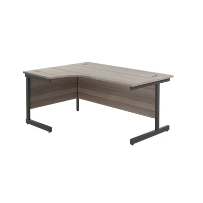 Image of Jemini Radial Left Hand Single Upright Cantilever Desk 1600x1200x730mm Grey Oak/Black KF819646