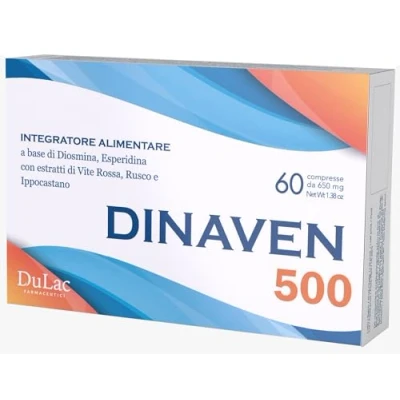 Image of Dulàc Diosmin Hesperidin Supplement Dinaven 500 60 Tablets for Heavy Legs and Venous Circulation of The Haemorroidal Plexus, Enriched with Antioxidants Horse Chestnut Extract Butchers Broom
