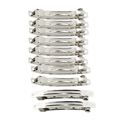 Image of sharprepublic Blank French Hair Clips Barrette, Bow Prong Barrettes Making Supplies 10Pcs,Silver, 8cm