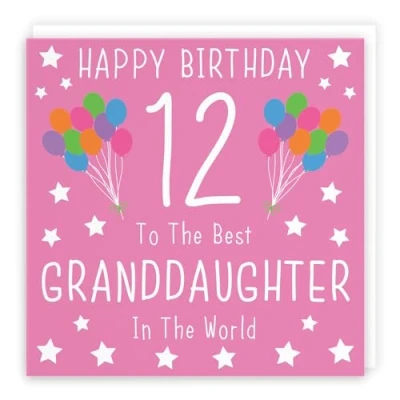 Image of Hunts England Granddaughter 12th Birthday Card Happy 12 To The Best In World Iconic Collection Fun Colourful