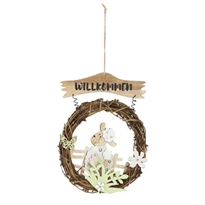 Image of HEITMANN DECO Hanging Wreath Brown White 18 x 2 cm