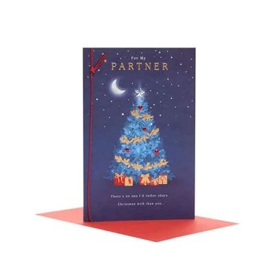 Image of UK Greetings Christmas Card for Partner Moonlit Tree Design
