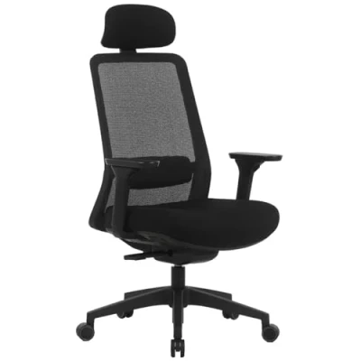 Image of Office Furniture Online Ergonomic Mesh Chair Madrid High Back Task Lumbar Support, Adjustable Armrests &amp; Seat Height (Black)