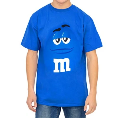 Image of M&amp;M M&amp;M&#039;s Candy Silly Character Face Blue T shirt Tee (Adult X Small)