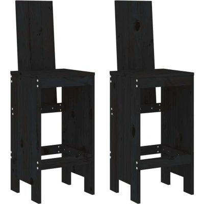 Image of vidaXL Bar Stools 2 pcs Black 40x42x120 cm Solid Wood Pine