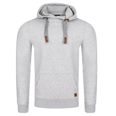 Image of riverso RIVNiklas Men&#039;s Regular Fit Hoodie Pullover Cross Over Collar Grey Brown Green Red Blue Black Beige S M L XL XXL 3XL 4XL 5XL, Melange Standard 1 (Bjd),