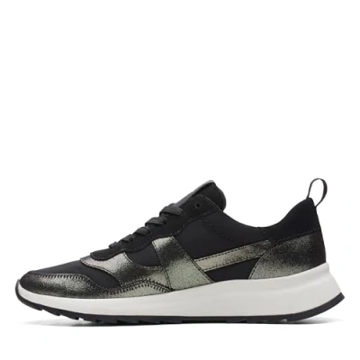 Image of Clarks Women&#039;s Dashlite Jazz Sneaker, Black Combi, 4.5 UK