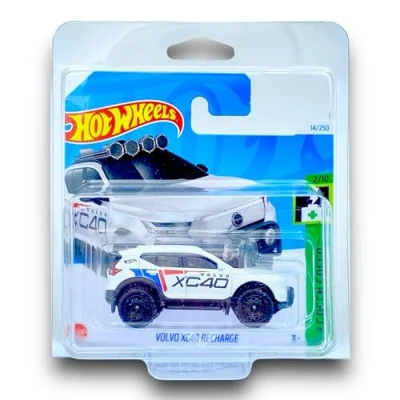 Image of Hot Wheels Volvo XC40 Recharge (White, Black, Red &amp; Blue) 2/10 HW Green Speed 2024 14/250 (Short Card) COMES IN A GENUINE KLAS CAR KEEPER PROTECTOR CASE HTC81