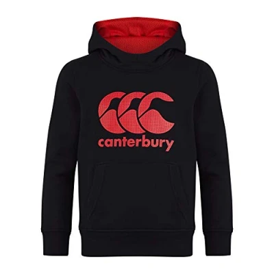 Image of Endura Canterbury Boy&#039;s Large Logo Hoody, Black/Fiery Red, Age 6 (XS)