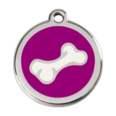 Image of Red Dingo Comic Bone Enamel Dog Tag Purple Small