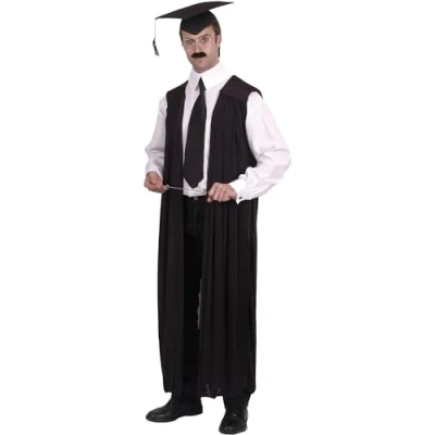 Image of Smiffys Teachers Gown, Black , School Days Fancy Dress, Adult Dress Up Costumes