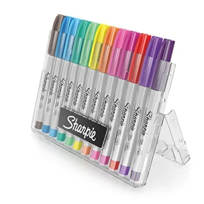 Image of Sanford 1983180 Sharpie Permanent Markers with Hard Case, Multi Colour, Pack of 12