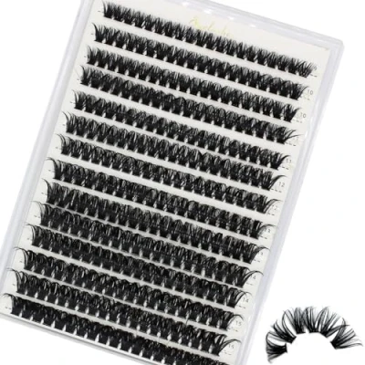 Image of Bransfy Cluster Lashes 280PCS D Curl Individual Eyelashes Natural Lash Clusters Fluffy Mix Extensions (60D 0.07D 9 16mm)