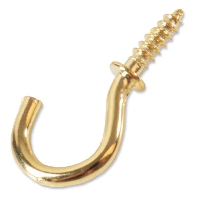 Image of 50x Small Polished Brass Cup Hooks 13mm