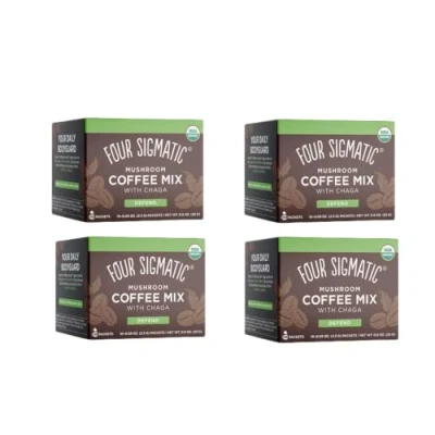 Image of Four Sigma Foods Mushroom Coffee Mix with Cordyceps and Chaga 10 Sachets, 30 g, (PACK OF 4)