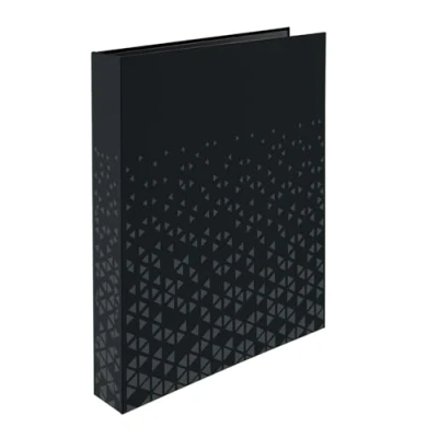 Image of HERMA A4 Ring Binder Black, 4 File, 46mm Spine, Slim Folder with Pattern, Inner Print &amp; Soft Touch Finish, Archiving Storage File Organizer