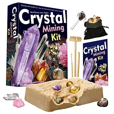 Image of Dr. Daz Crystal Gemstone Dig Excavation Kit for Kids Gem Collection Toys Geology Science Education Stem Gift Boys Girls