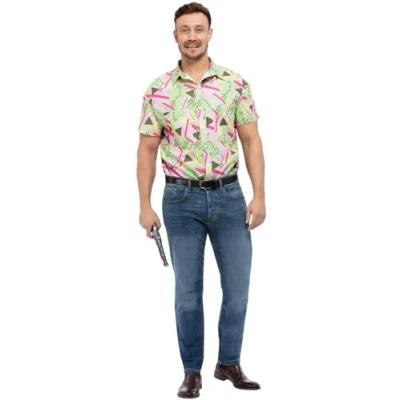 Image of Smiffys 80s Graphic Print Shirt, 1980&#039;s Fancy Dress, 1980s Dress Up Costumes