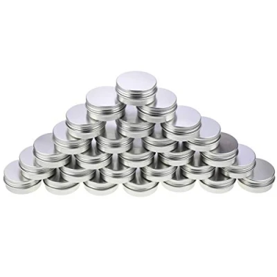 Image of LJY 28 Pieces Round Aluminum Cans Screw Lid Metal Tins Jars Empty Slip Slide Containers (1 oz / 30 ml)