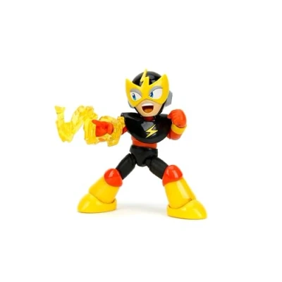 Image of Jada Toys Mega Man 4&quot; Elec 1:12 Scale Action Figure, Wave 2 Over 15 Points of Articulation, Alternate Hands &amp; Head, Lightning Bolt Accessory
