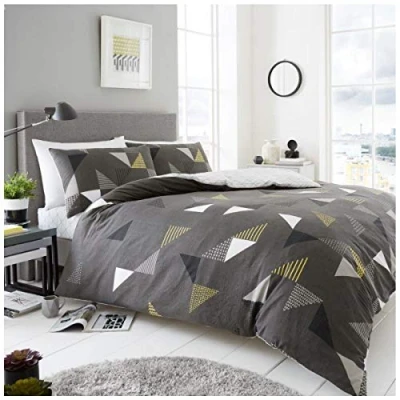 Image of GC GAVENO CAVAILIA Printed Duvet Cover, Polycotton Bedding Set, Quilt Covers, Marco Grey, Double
