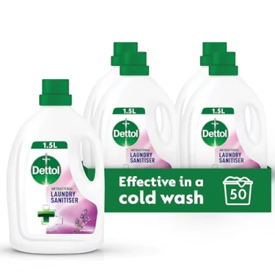 Image of Dettol Laundry Sanitiser, Lavender Fragrance, Multipack of 4 X 1.5L, Total 6L, Cleanser, Disinfectant, Kills 99.99 Percent Germs, Antibacterial, Disinfecting,