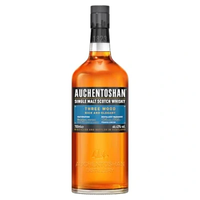 Image of Auchentoshan Three Wood Scotch Lowland Single Malt Whisky Rich and Fruity Olorosso Pedro Ximenez Sherry Oak Cask Matured 43 Percent ABV 70 cl