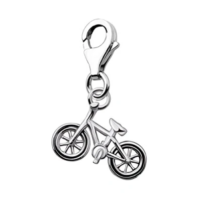 Image of Quiges 3D Bicycle Clip On Charm Pendant Silver Plated Women&#039;s Jewellery