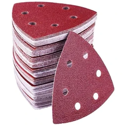 Image of 72 Pieces 6 Holes Triangle Sandpaper, Hook and Loop Sandpaper Paper Sanding Sheets Assorted 40 60 80 120 180 240 Grits for Polishing