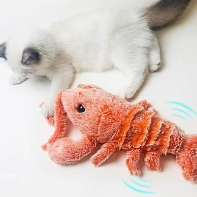 Image of VORAE Wiggly Lobster Dog Toy, Interactive Plush Floppy Lobster, USB Rechargable Electric Moving Cat Toy for Kids Dogs Cats