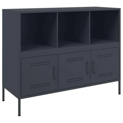 Image of vidaXL Sideboard Anthracite 100.5x39x79 cm Cold Rolled Steel Industrial Storage Cabinet for Living Room/Bedroom/Dining Room