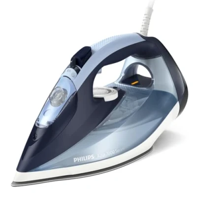 Image of Philips 7000 Series Steam Iron 2800W, 50g/min Steam, 250g Boost, Vertical SteamGlide Plus Soleplate, Louros/Cotton Blue (DST7020/20)