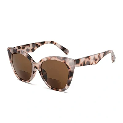 Image of JM Classic Bifocal Reading Glasses Oversized Cateye Stylish Sunglasses Readers for Women Tortoise +3.0