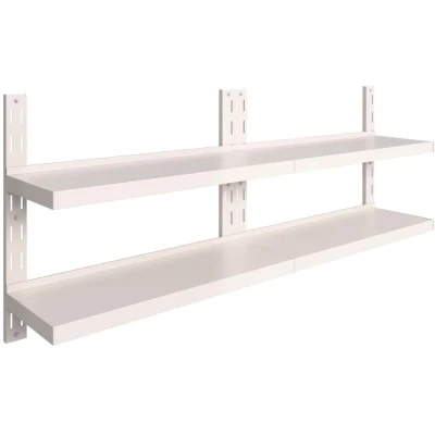 Image of vidaXL 2 Tier Floating Wall Shelves pcs Stainless Steel 200x30 cm