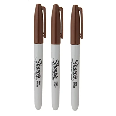 Image of Sharpie Permanent Markers, Fine Point, 3 Count (Brown)