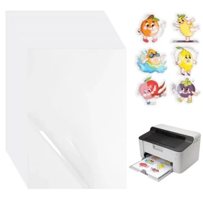 Image of GGTTNRT 20 Sheets a4 Sticker Paper for Printing, Printable Vinyl Inkjet Film Self Adhesive, &amp; Laser Printers 29.7 x 21cm (Transparent)