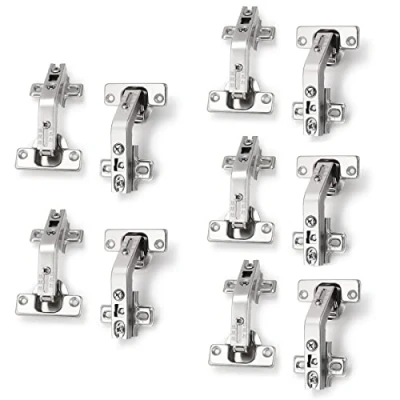 Image of Probrico Cabinet Hinges(5 Pair), Full Overlay Hinges for Wardrobe, 135 Degree Soft Close Corner Cupboard Hinges, Brushed Nickel Concealed Kitchen Door