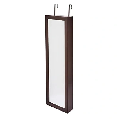 Image of Amazon Basics Wall Mounted or Hanging Rectangular Jewellery Cabinet, 2 Make up Mirrors, Dark Brown, 47.2&quot; L x 13.78&quot; W 4.72&quot; H (120 35 12 cm)
