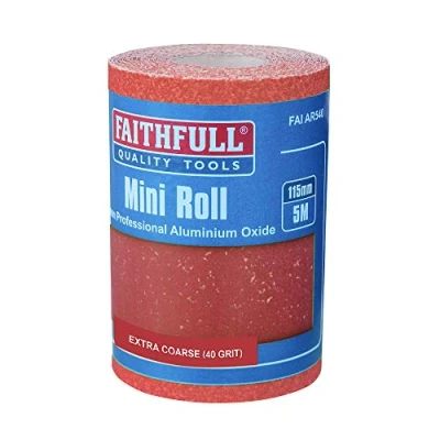 Image of Faithfull FAIAR540R 5M Extra Coarse (40 Grit) Sandpaper Roll Red (HD) 115mm x