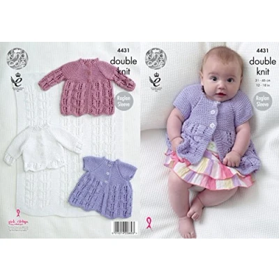Image of King Cole Baby Double Knitting Pattern Blanket Matinee Coats &amp; Cardigan Cottonsoft DK (4431)